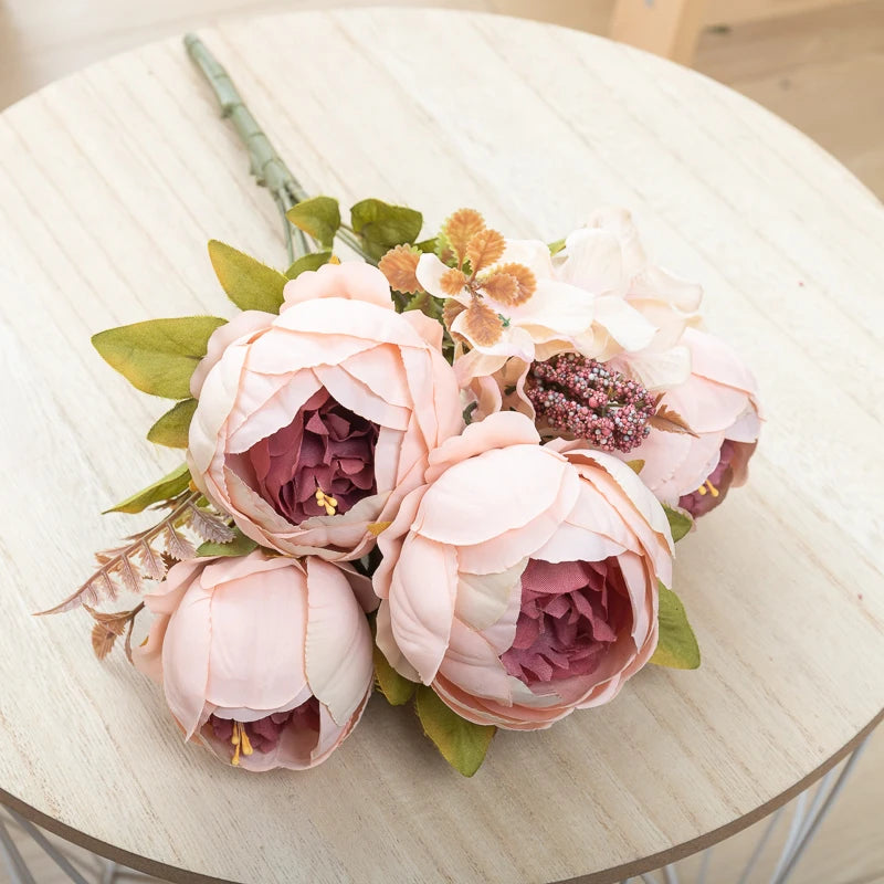 Artificial Flowers Big Silk Peony Head For Vase Home Living Room Decoration Wedding Bride Bouquet Outdoor Christmas Garlands