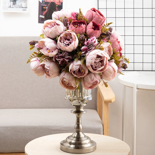 Artificial Flowers Big Silk Peony Head For Vase Home Living Room Decoration Wedding Bride Bouquet Outdoor Christmas Garlands