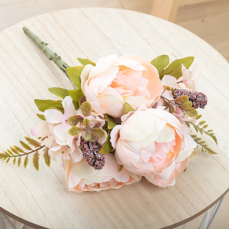 Artificial Flowers Big Silk Peony Head For Vase Home Living Room Decoration Wedding Bride Bouquet Outdoor Christmas Garlands