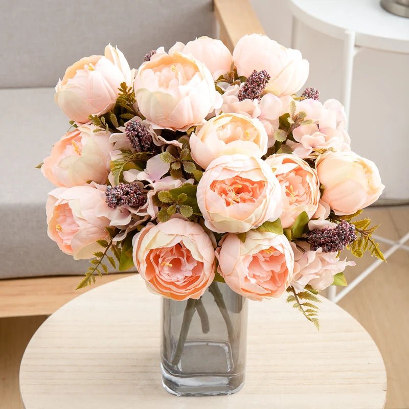 Artificial Flowers Big Silk Peony Head For Vase Home Living Room Decoration Wedding Bride Bouquet Outdoor Christmas Garlands