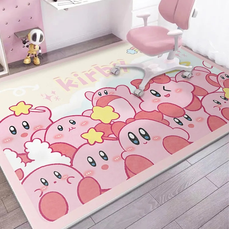 MINISO Cute Cartoon Kirby Super Star Carpet Door Mat Living Room Bedroom Bath Entrance Carpet Non-slip Home Decor Girl Child Rug