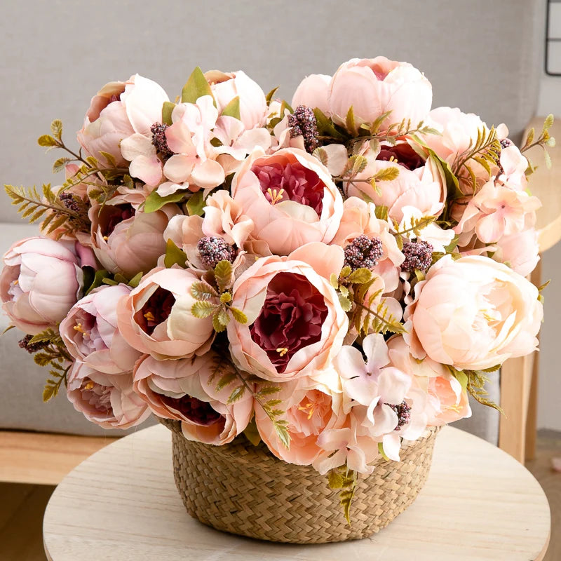 Artificial Flowers Big Silk Peony Head For Vase Home Living Room Decoration Wedding Bride Bouquet Outdoor Christmas Garlands