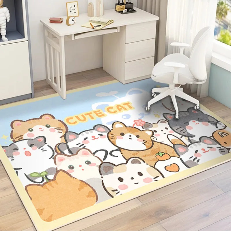 MINISO Cute Cartoon Kirby Super Star Carpet Door Mat Living Room Bedroom Bath Entrance Carpet Non-slip Home Decor Girl Child Rug