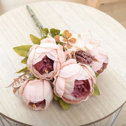 Artificial Flowers Big Silk Peony Head For Vase Home Living Room Decoration Wedding Bride Bouquet Outdoor Christmas Garlands