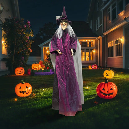 Halloween Witch Decorations Creepy Indoor Outdoor Flying Witch Sound Activated Witch Halloween Decor for Halloween Skull Prop