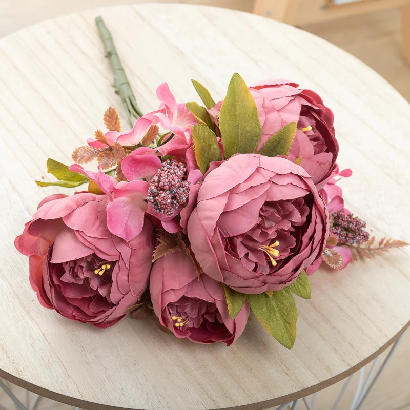 Artificial Flowers Big Silk Peony Head For Vase Home Living Room Decoration Wedding Bride Bouquet Outdoor Christmas Garlands