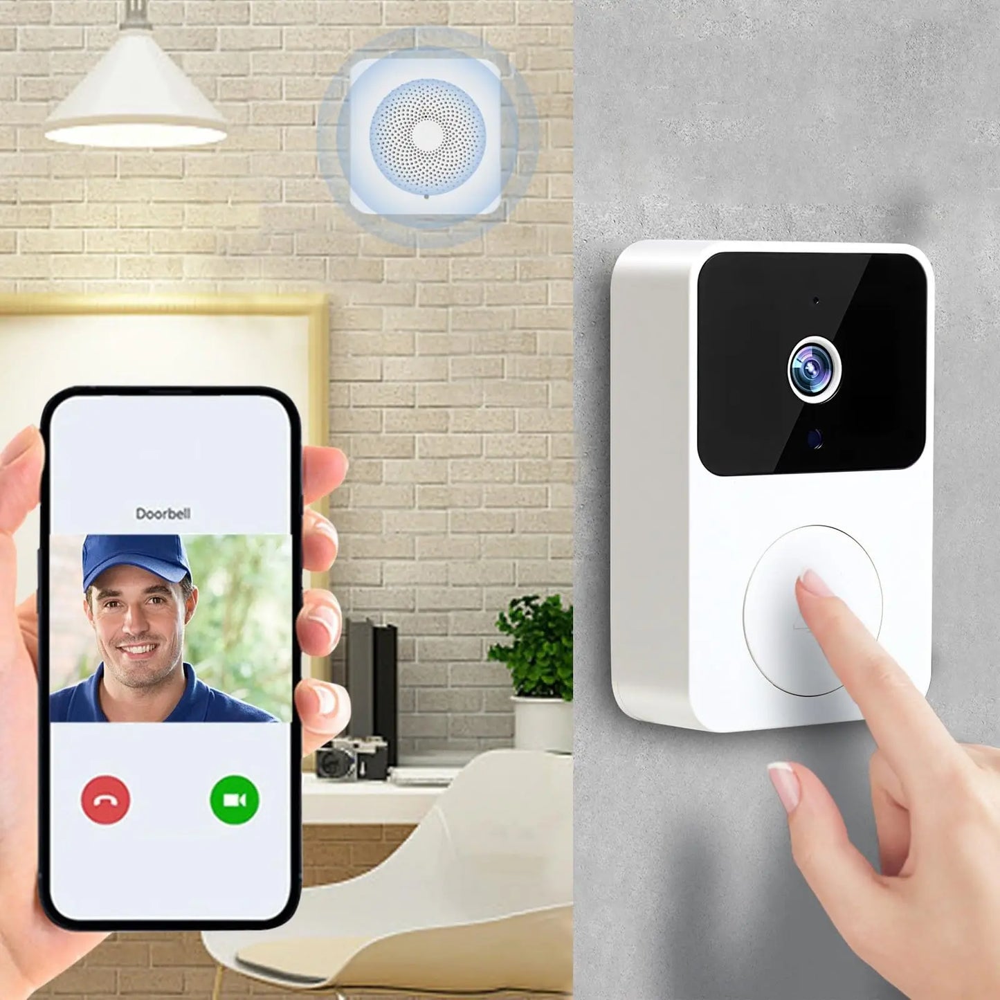 Doorbell Smart Home Door Bell Wireless Rechargeable Battery Outdoor HD Camera Two Way Audio Visual phone monitoring Doorbell