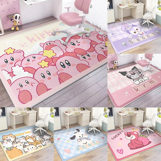 MINISO Cute Cartoon Kirby Super Star Carpet Door Mat Living Room Bedroom Bath Entrance Carpet Non-slip Home Decor Girl Child Rug