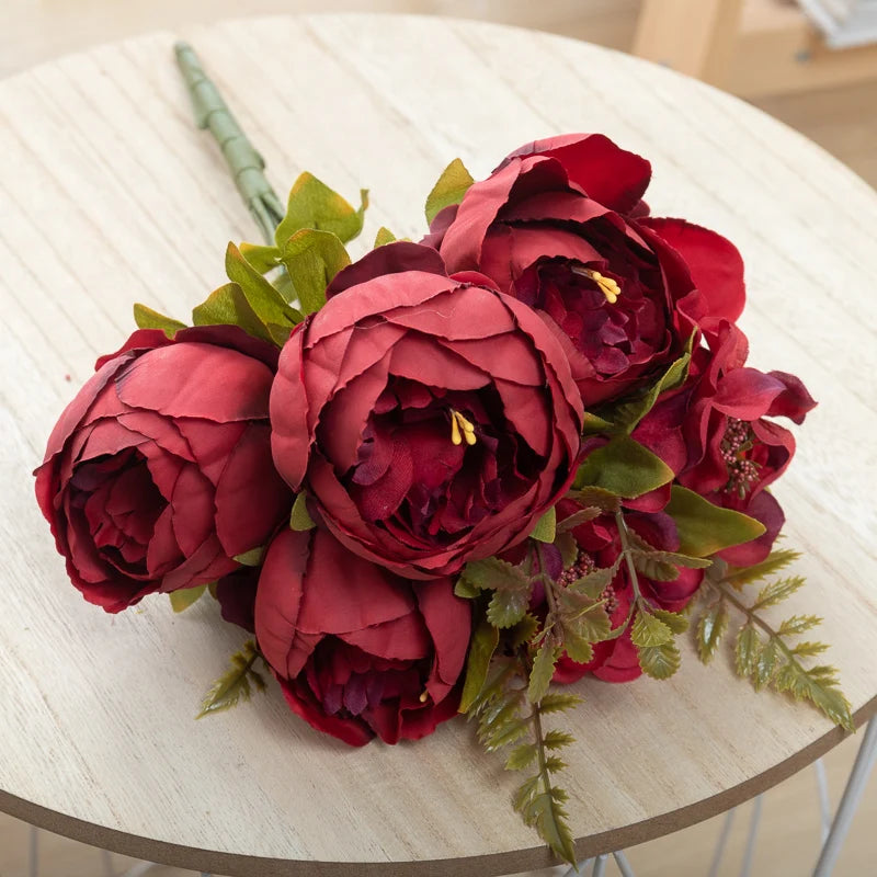 Artificial Flowers Big Silk Peony Head For Vase Home Living Room Decoration Wedding Bride Bouquet Outdoor Christmas Garlands