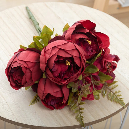 Artificial Flowers Big Silk Peony Head For Vase Home Living Room Decoration Wedding Bride Bouquet Outdoor Christmas Garlands