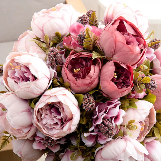 Artificial Flowers Big Silk Peony Head For Vase Home Living Room Decoration Wedding Bride Bouquet Outdoor Christmas Garlands